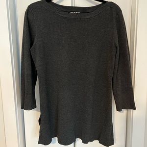 Grey 3/4 sleeve tunic sweater from Cable & Gauge